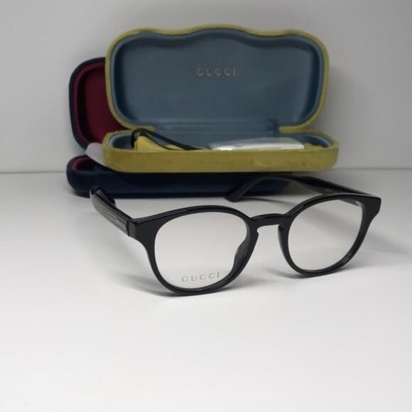 New Authentic Gucci GG0827O 001 Black Round Eyeglasses - Picture 4 of 11
